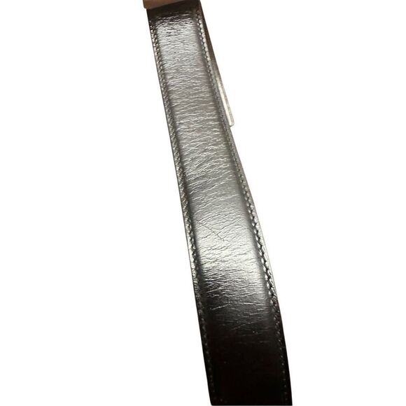 Gucci Silver G Monogram Black Leather lined Faced Waist Belt - Picture 5 of 5